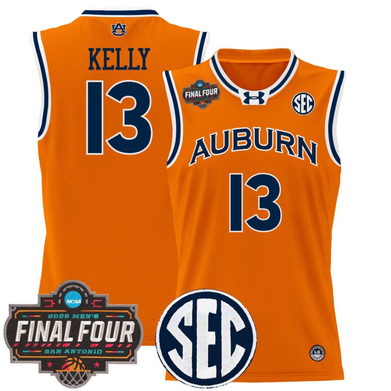 Men Auburn Tigers #13 Kelly orange 2025 Final Four Patch Lightweight  NCAA Jersey